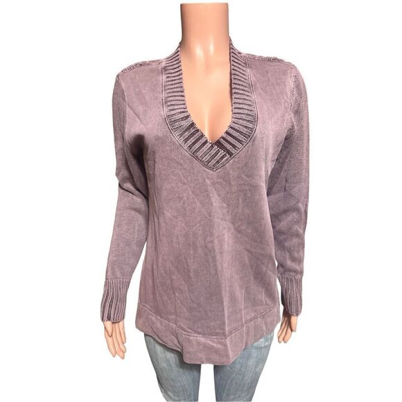 Pulp V neck knit fleece mix pullover raisin sweater top M - Picture 4 of 7